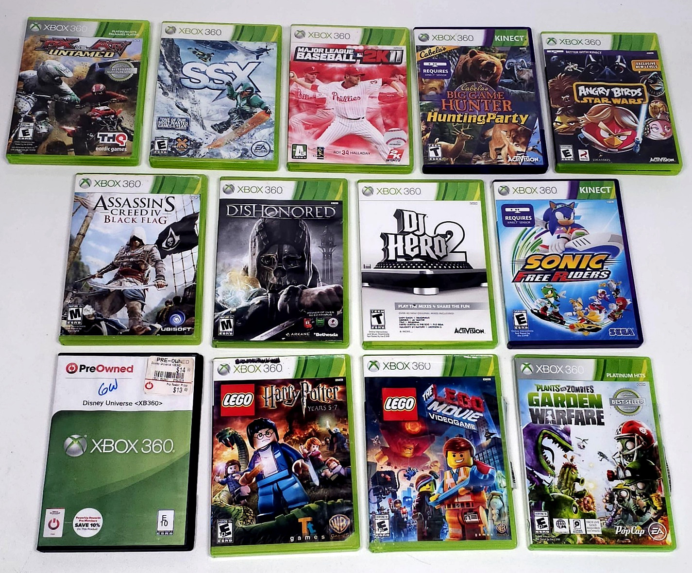 Lot 13 Xbox 360 Game Cases Cover Art Only Lego SSX Angry Birds Sonic + ~No Games
