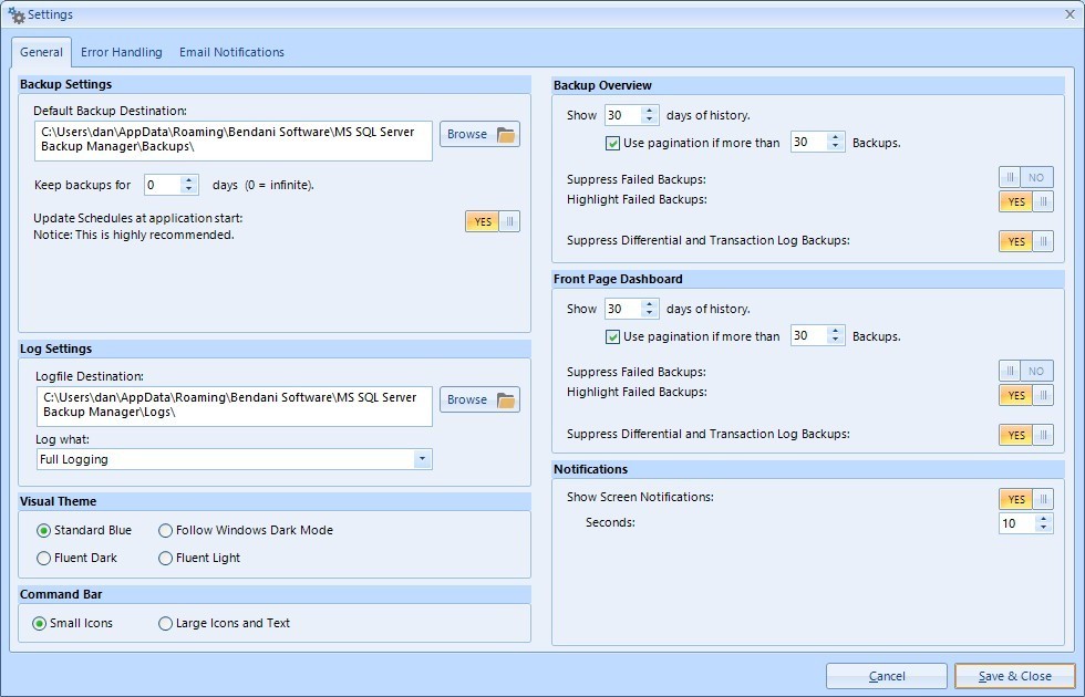 Bendani Backup Manager for Microsoft SQL Server, Full Perpetual License.