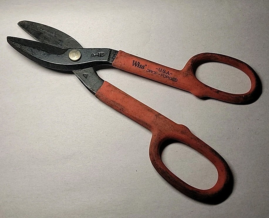 Vintage WISS USA Drop Forged Cutting Snips A-12 Steel Tin Red Made In USA 7"