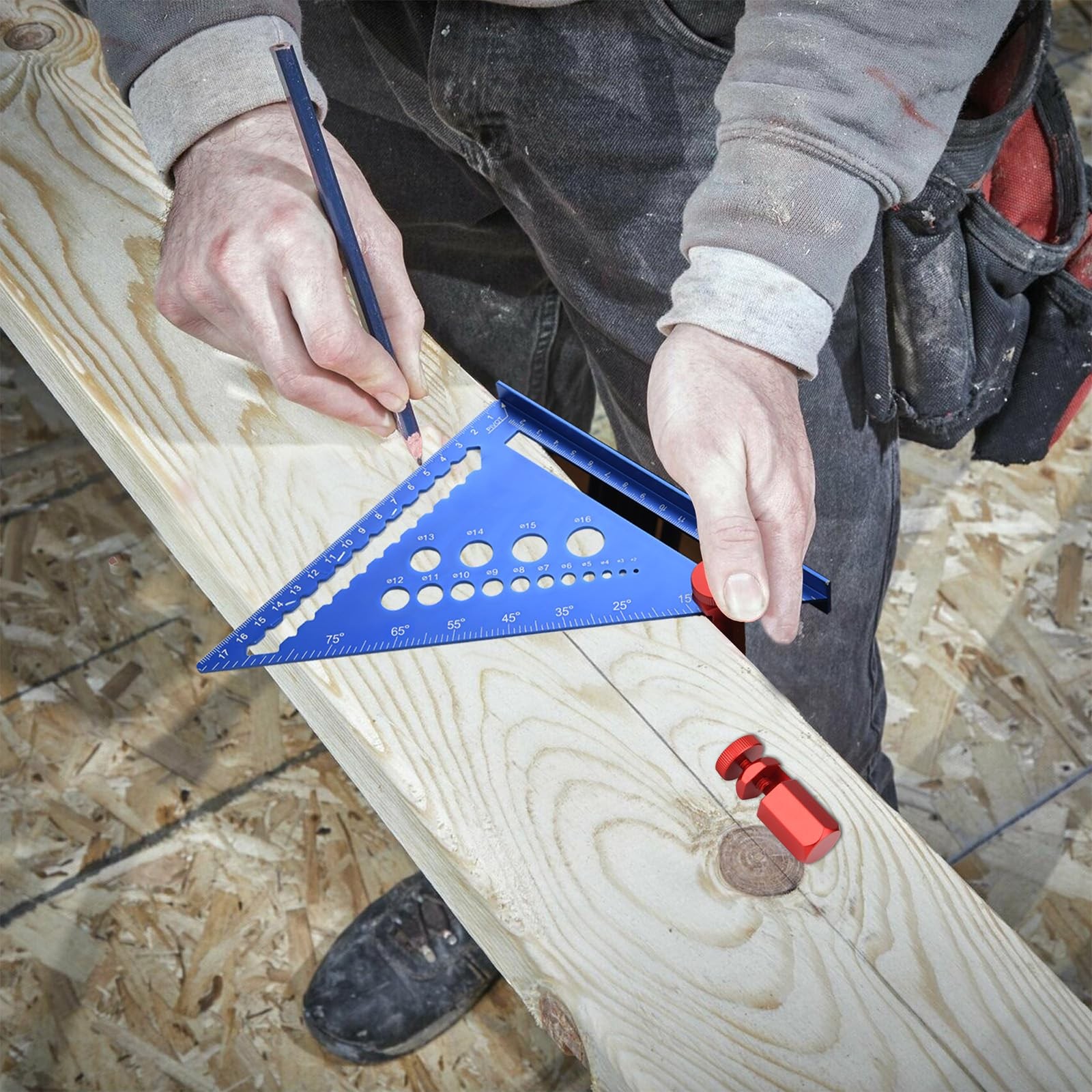 Tall Stair Gauges for Framing Square with Holder and Hook, Framing Jig for Speed