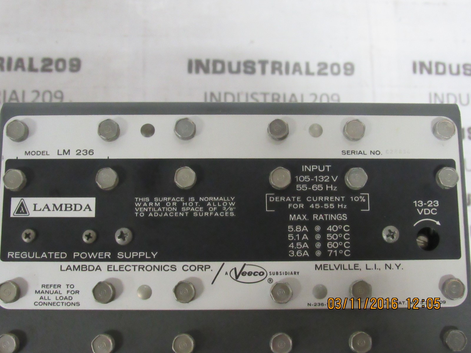 LAMBDA ELECTRIC REGULATED POWER SUPPLY 105-132V USED