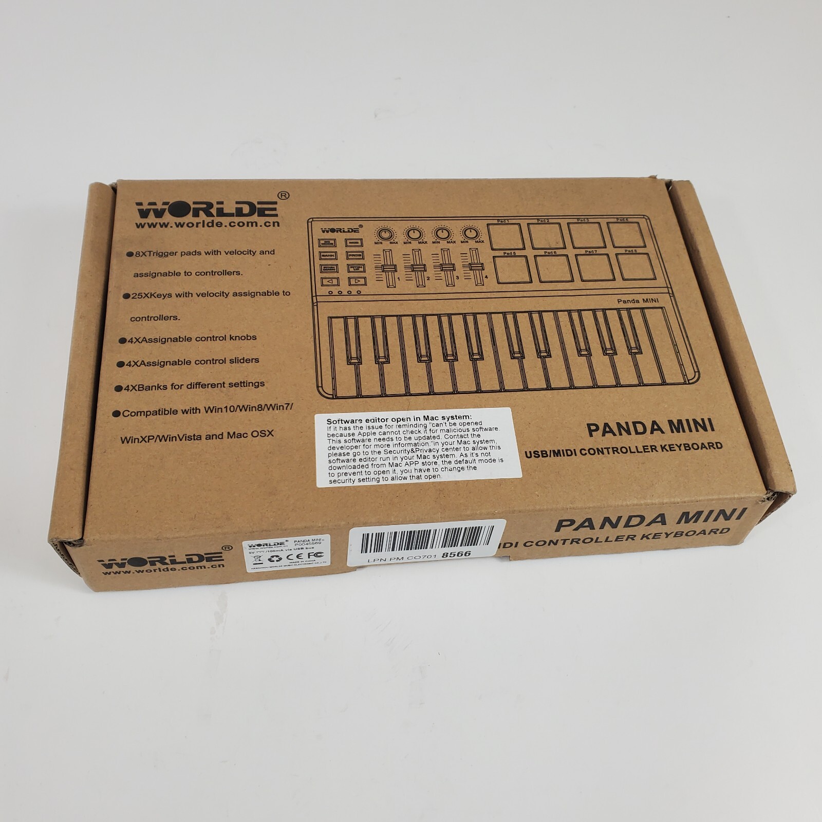 Worlde Panda Mini 25-Key USB Keyboard and Drum Pad MIDI Controller