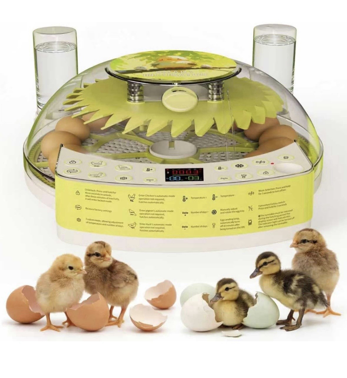 22 Egg Incubator for Hatching Eggs, Temperature Control, Humidity Control