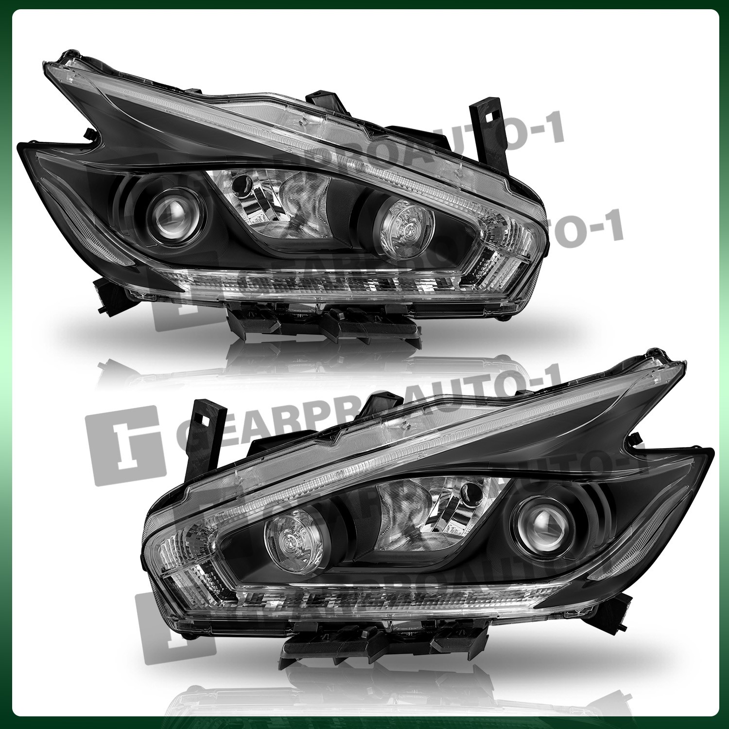 For 2015 2016 2017 2018 Nissan Murano Black Halogen LED DRL Headlights Lamps L+R