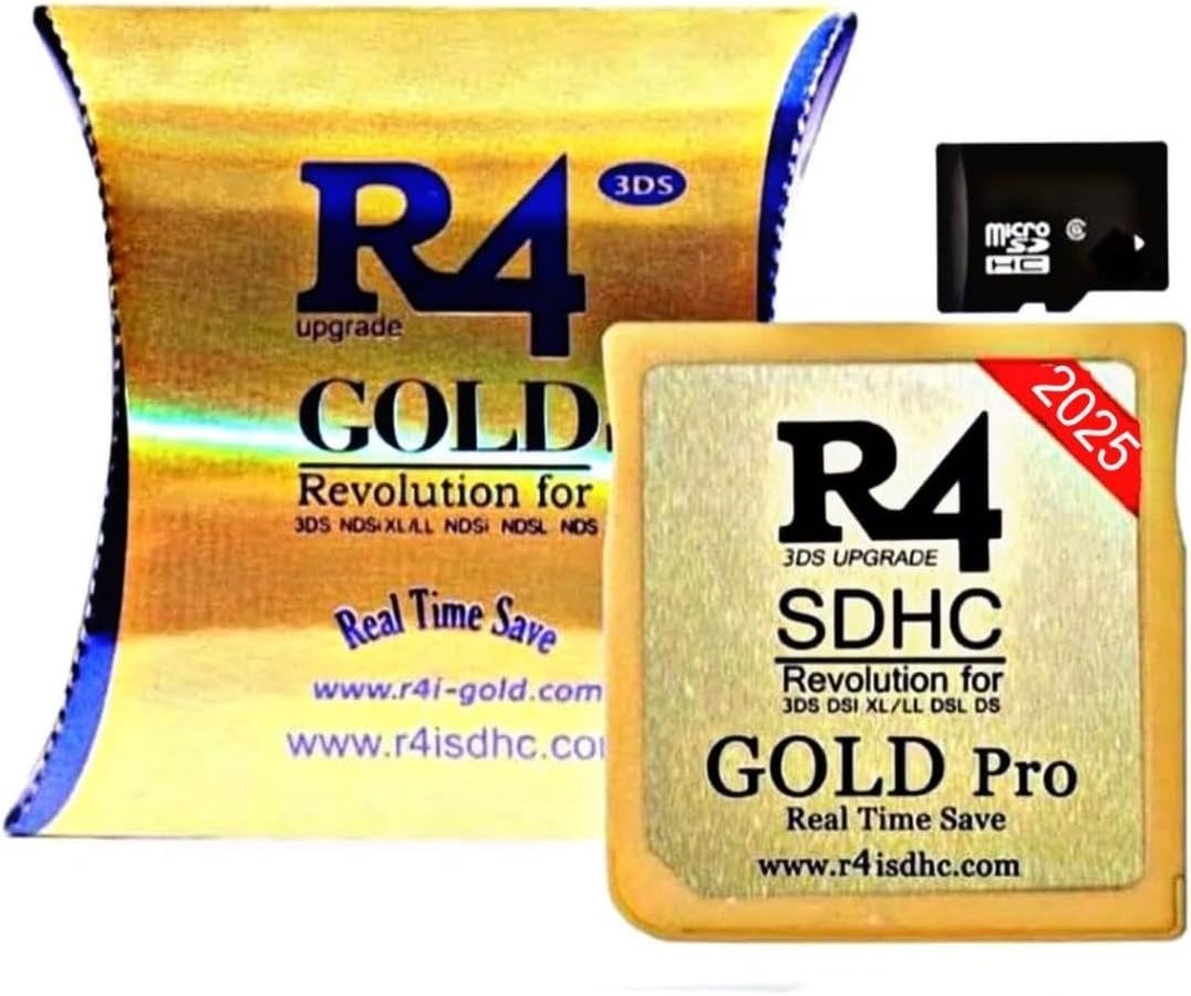 R4 SDHC Gold Pro Adapter with 32 GB Micro SD with~-