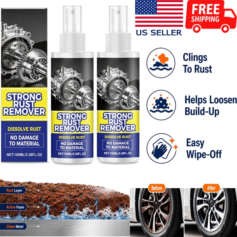 2026 Strong Rust Remover 100ml/3.38fl.oz Powerful Rust Removal Spray For Cars