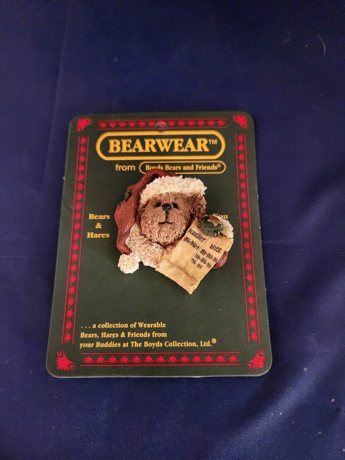 Boyd's Bears And Friends 2000 Bearwear S.C. Kringlebear The List Lapel Pin 26058