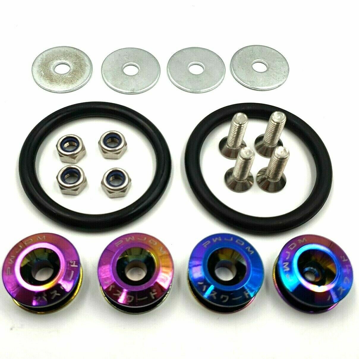 Password JDM Quick Release Aluminium Bumper Fender Fastener Kit (NEO CHROME)