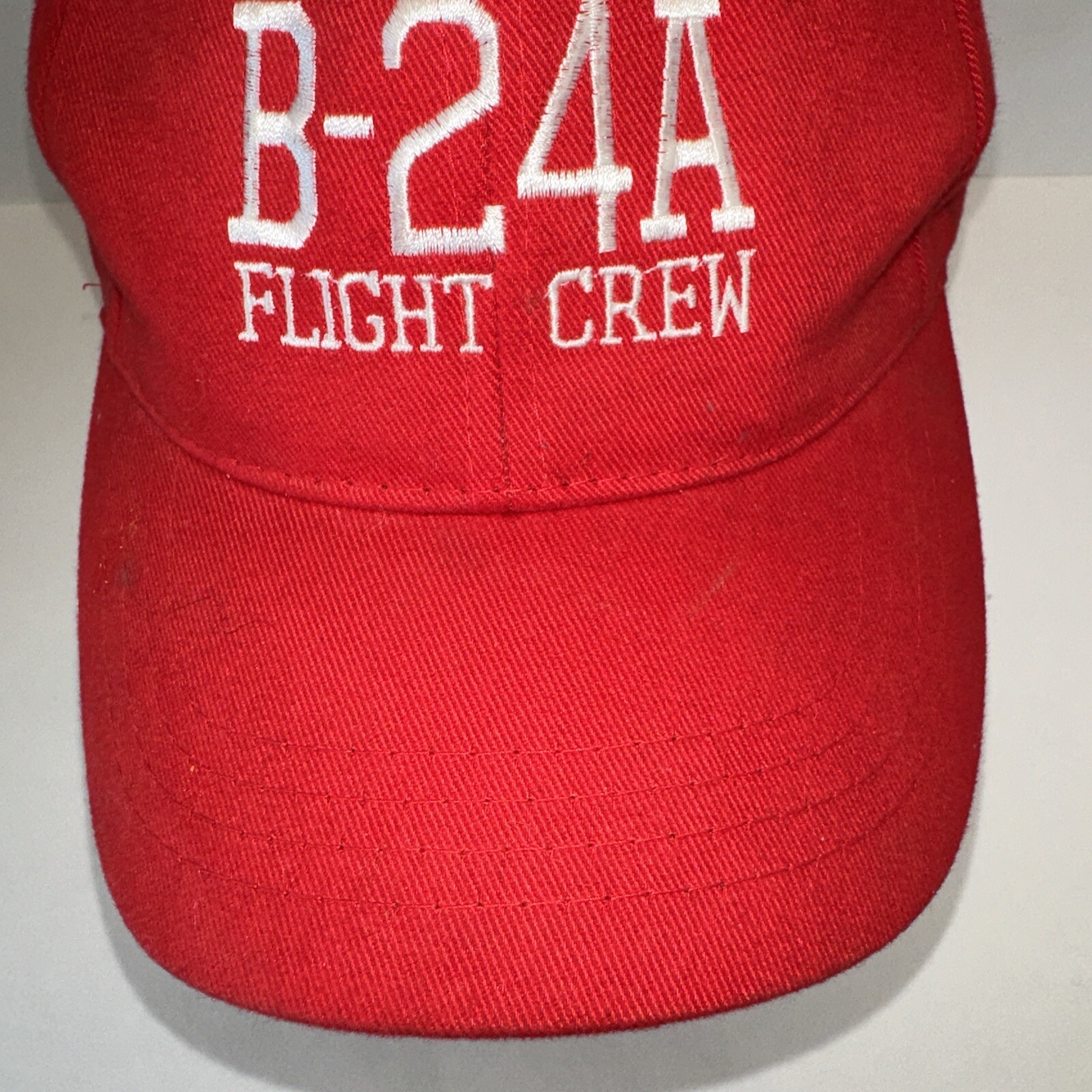 B-24A Flight Crew Red Hat Cap Hook Loop 01-927 Flag above Strap