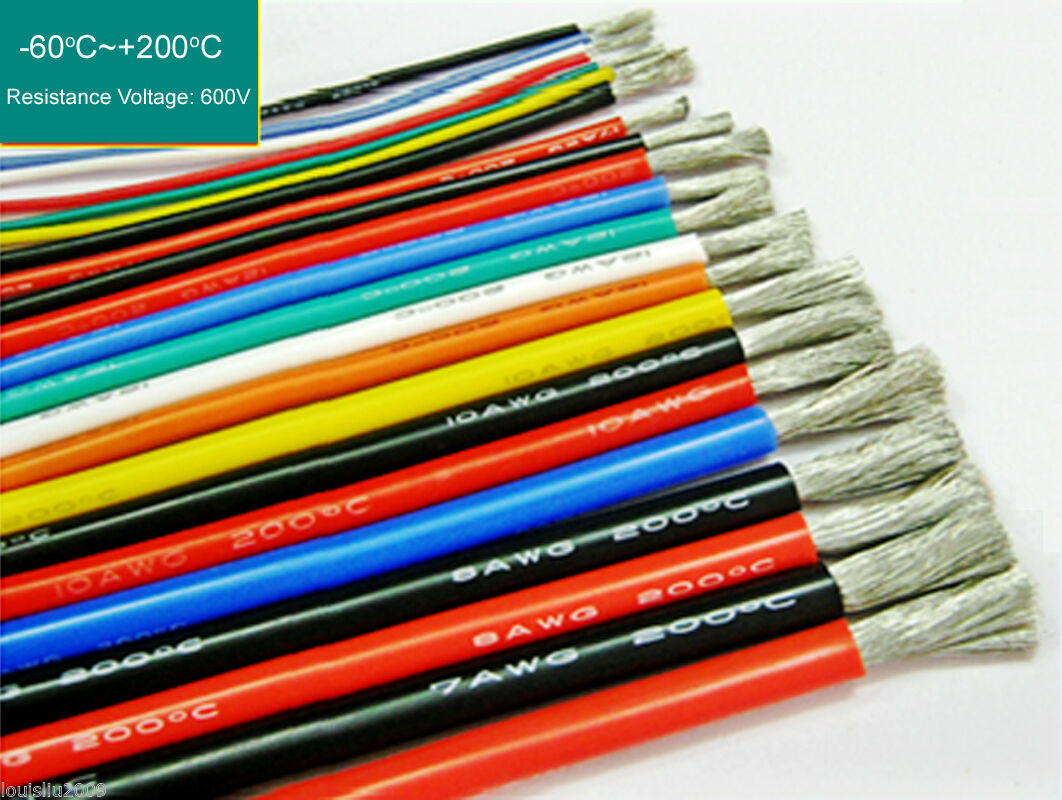 10m Flexible Soft Silicone Wire Tin Copper RC Electronic Cable W/Various Colours