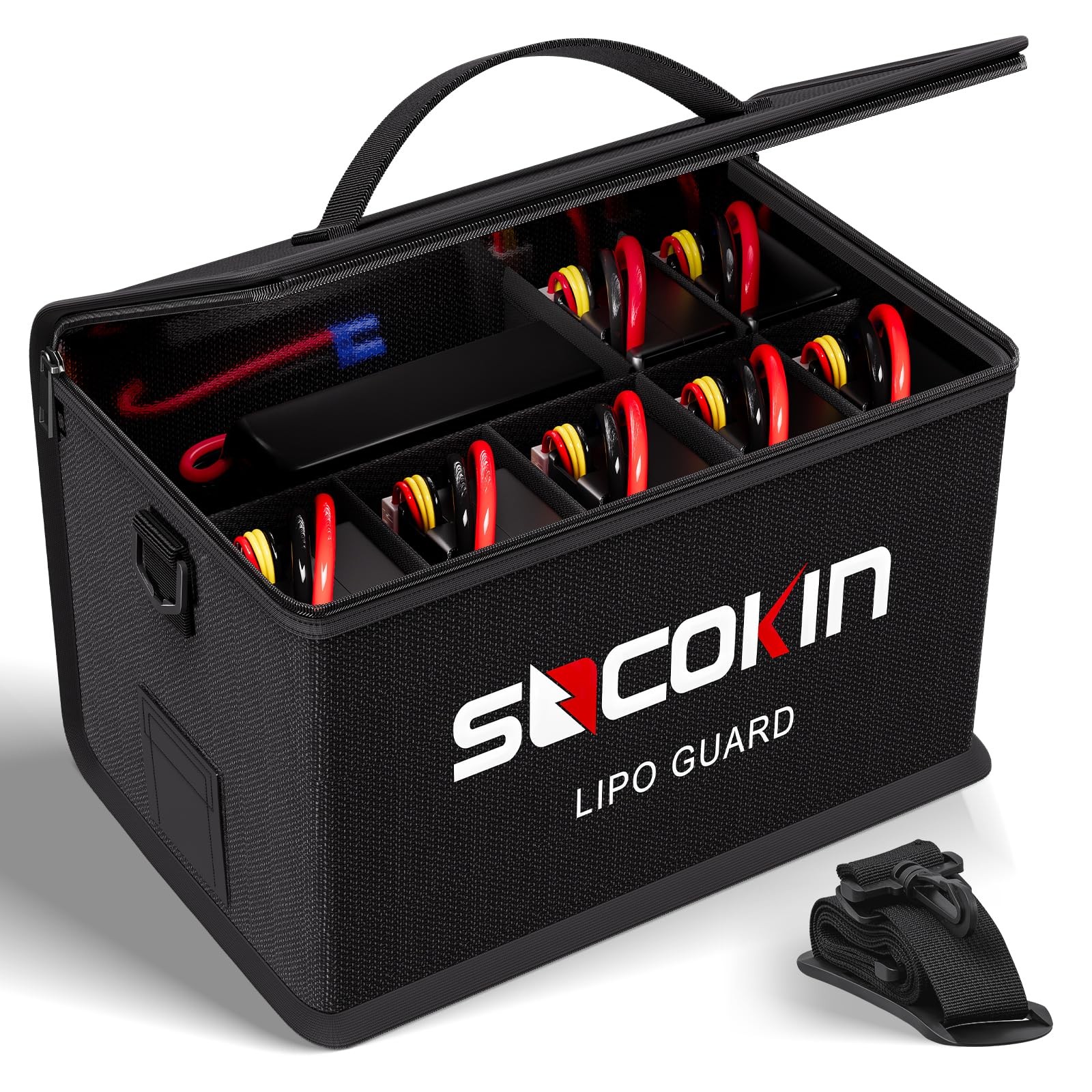 Socokin Lipo Battery Safe Bag 10.6 * 6.7 * 6.7in, bag-1 Pack-Separable