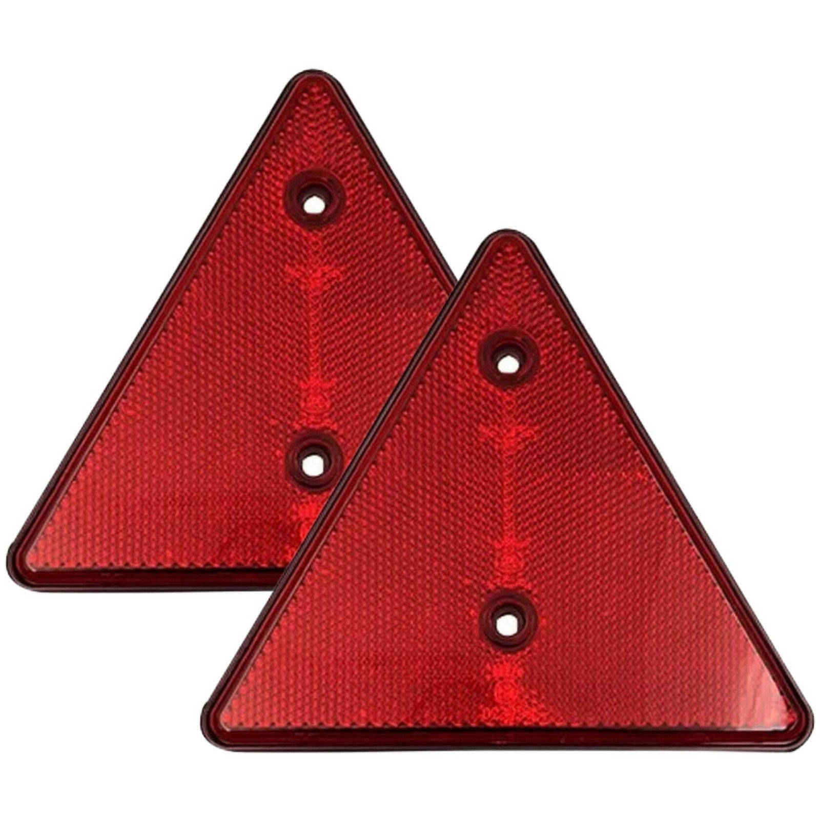 2x Red 6.3” Triangle Reflector Screw-Mount Triangular 2 Holes Trailer Truck