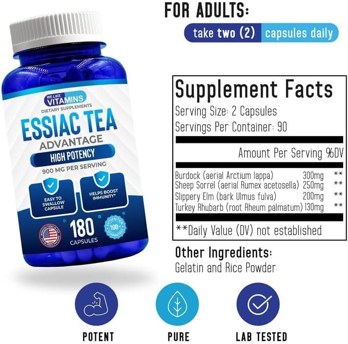 Essiac Tea Advantage 900mg 180 Capsules