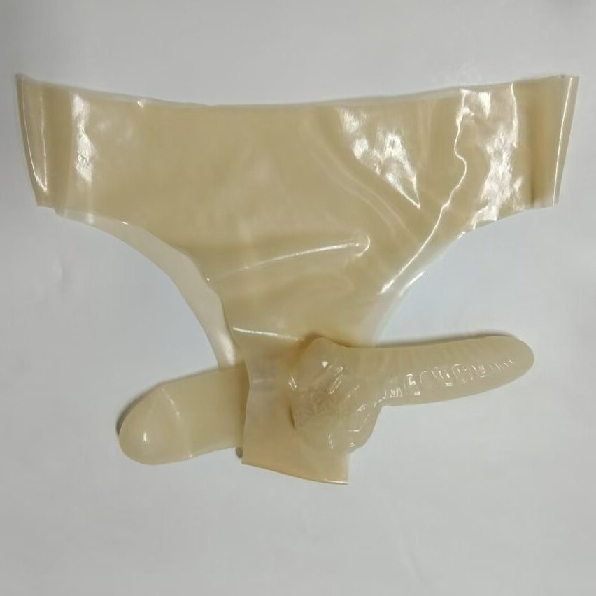 Transparent Latex Rubber Male Briefs Shorts With Penile sheath anal sheath BDSM