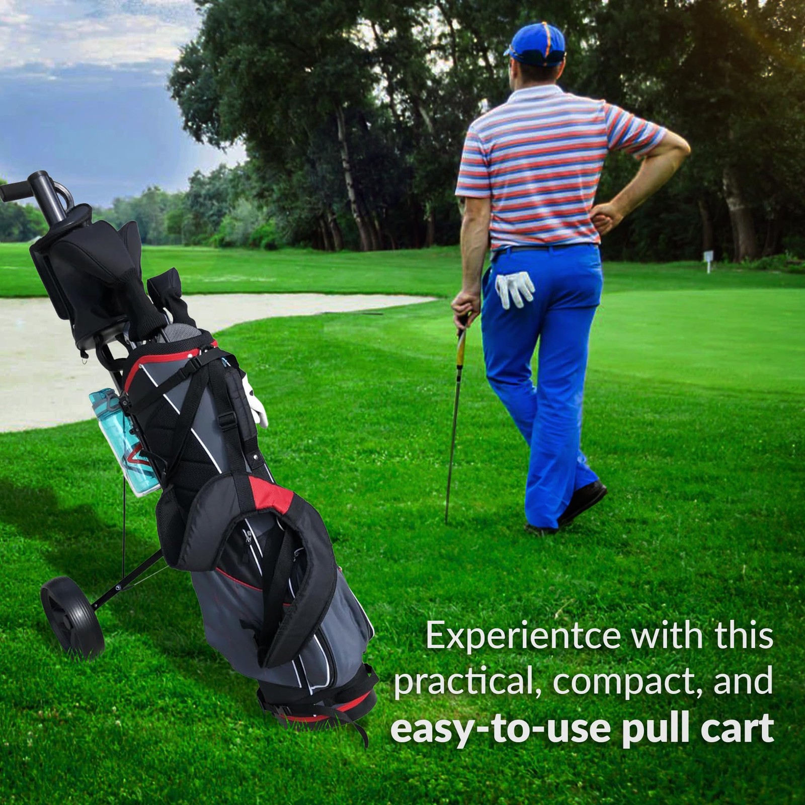 Caddytek CaddyLite 5.8 Deluxe Golf Pull Cart - Lightweight Folding 2 Wheel Golf