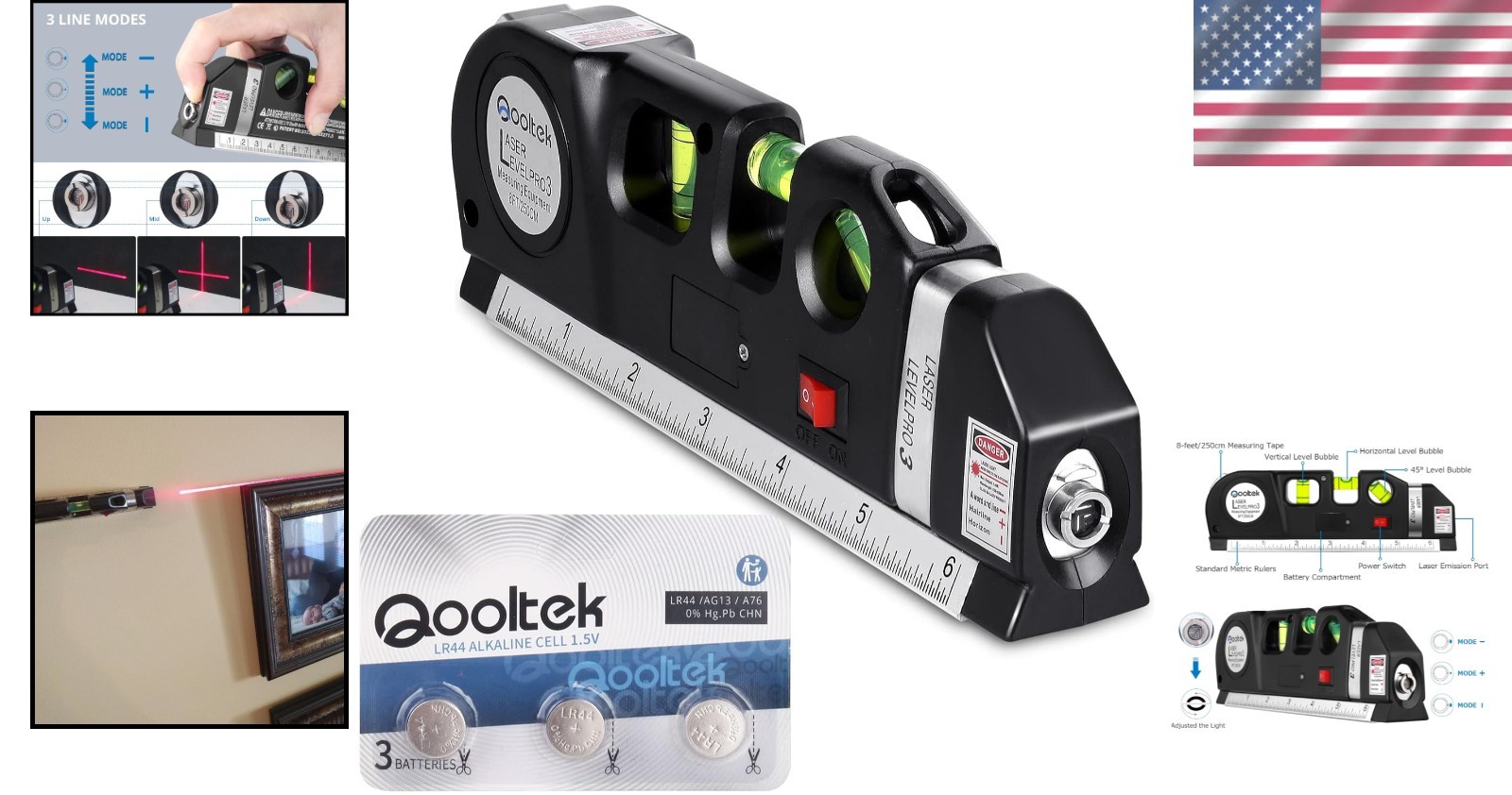 Multi-Function Laser Level & Measuring Tool Kit