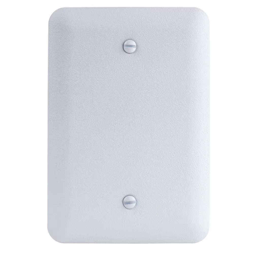 1-Gang Blank Midway/Maxi Sized Metal Wall Plate White Textured/Paintable Finish
