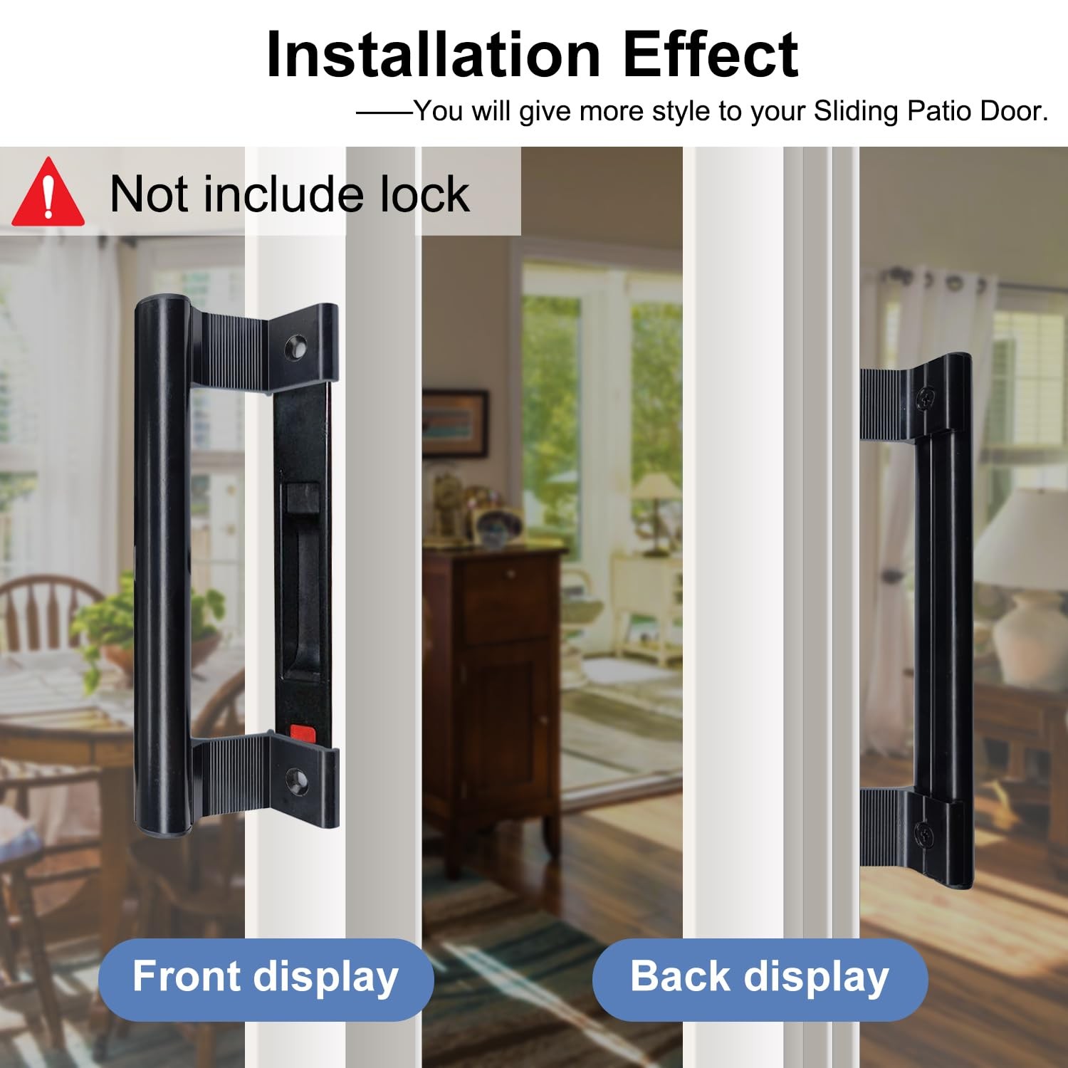 Young Dance Aluminum Sliding Door Handle - 8" Glass Pull Black - no Lock