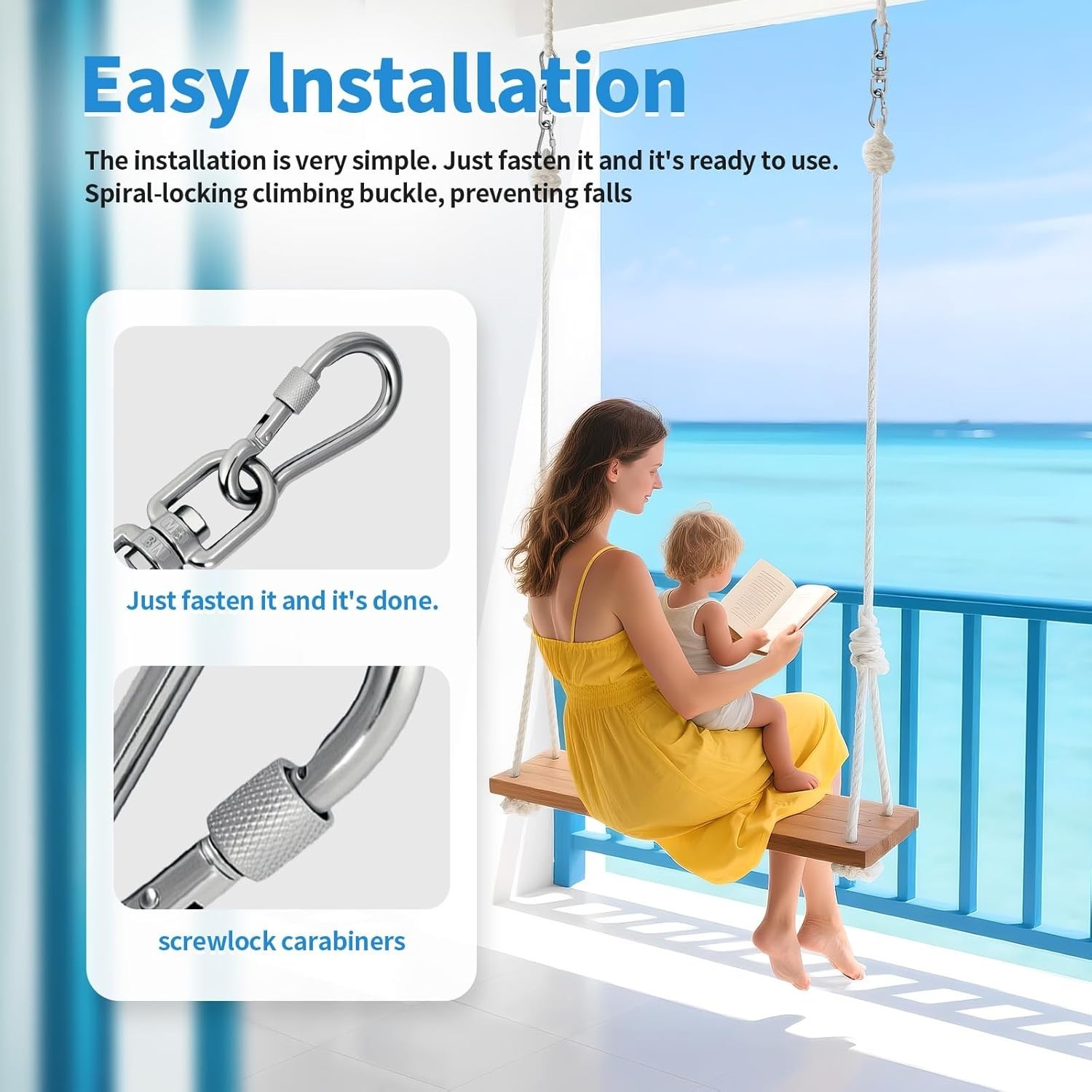 Versatile 1200 lb Swivel Hook & Snap Hook Set - Perfect for Hammocks & Gyms
