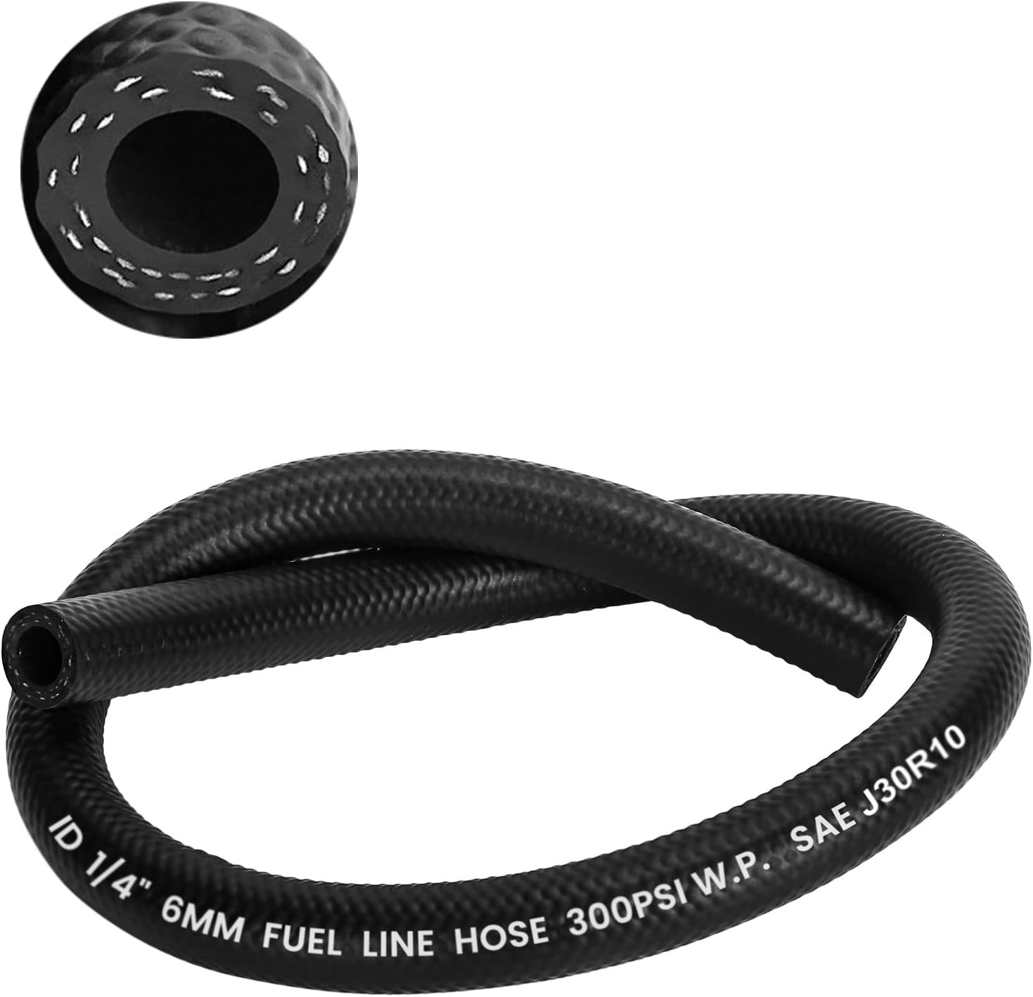 1/4" Fuel Line Hose, SAE 30R10 1FT 300PSI High Pressure Submersible for Automoti