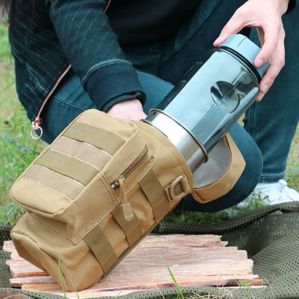 Outdoor Water Bottle Pouch Holder Tactical Hiking Kettle Gear Molle Pack Bags US