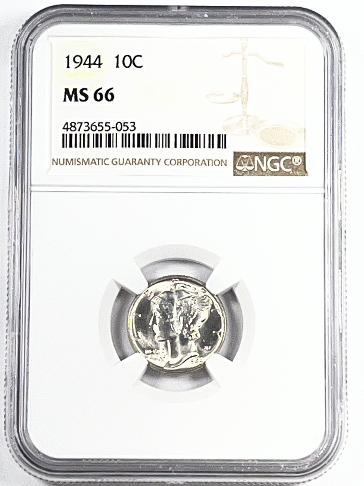 1944 Mercury Dime : NGC MS66 Blazing White