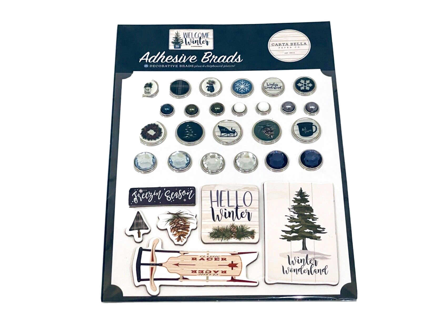 ECHO PARK PAPER CO CARTA BELLA ADHESIVE DECORATIVE BRADS WELCOME WINTER