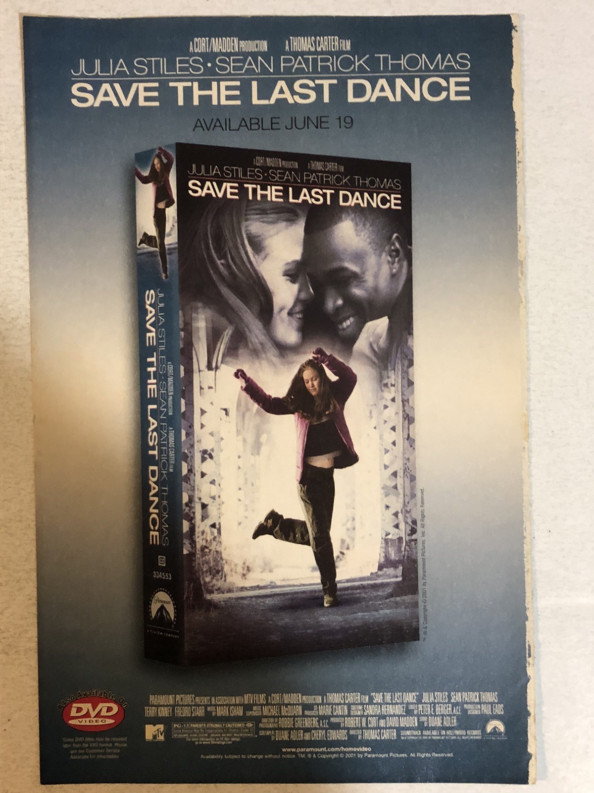 Save The Last Dance Vintage Movie Print Ad Julia Stiles Sean Patrick Thoma Tpa13