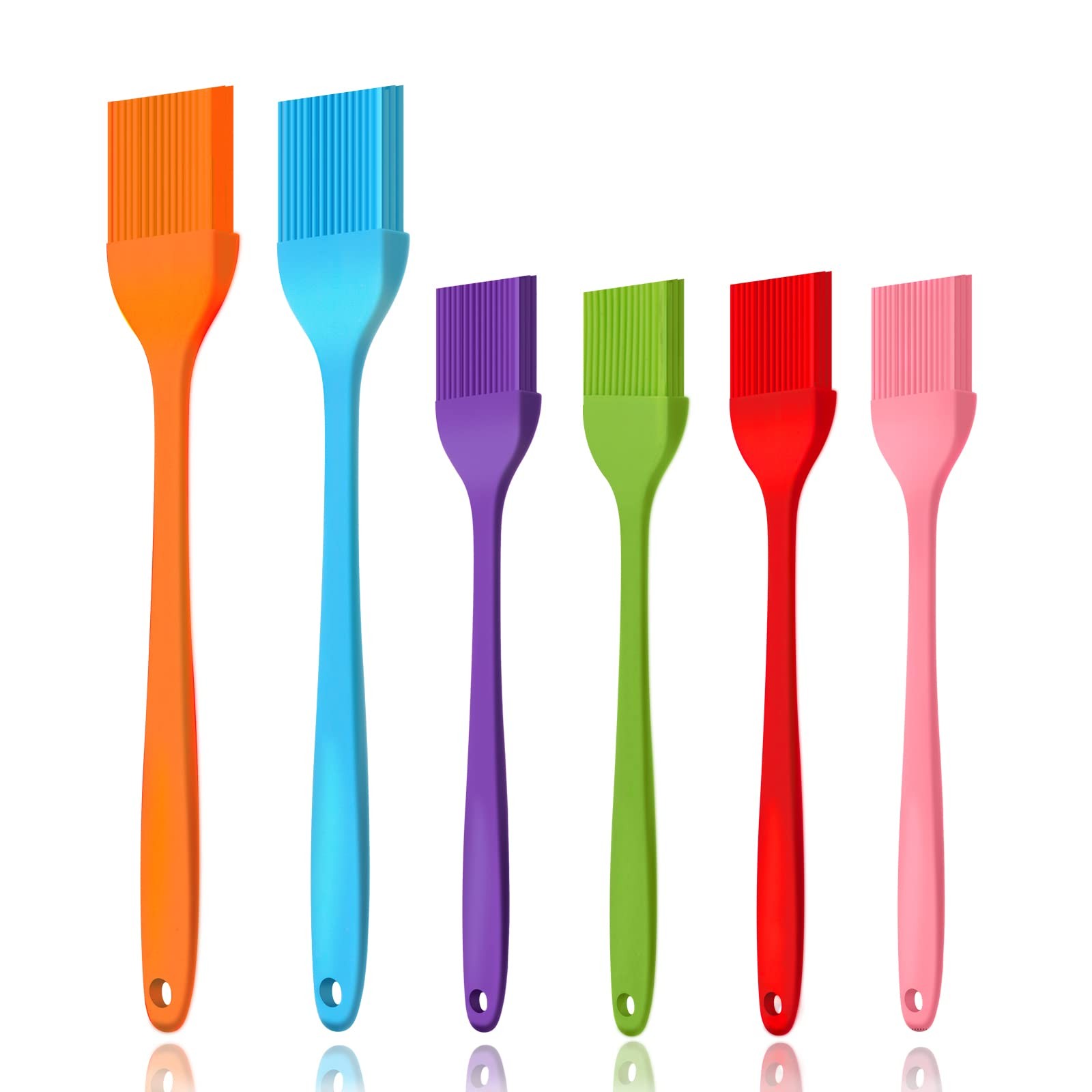 6 PCS CUALORK Silicone Basting Brush, Upgrade Pastry 11*6*0.47, Multicolor