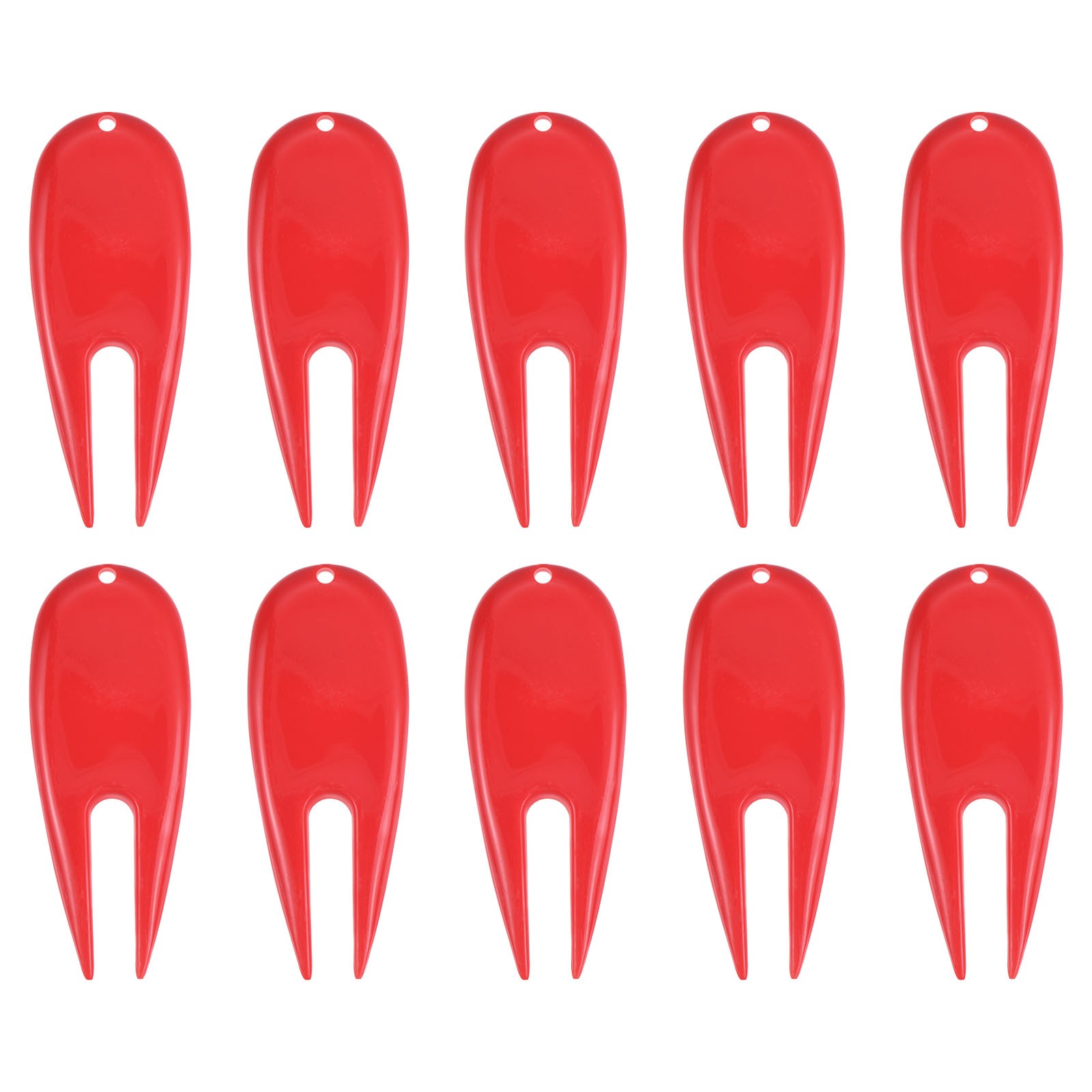 10 Pack Golf Divot Tool Plastic Golf Repair Tool Ball Marker for Golfer Red