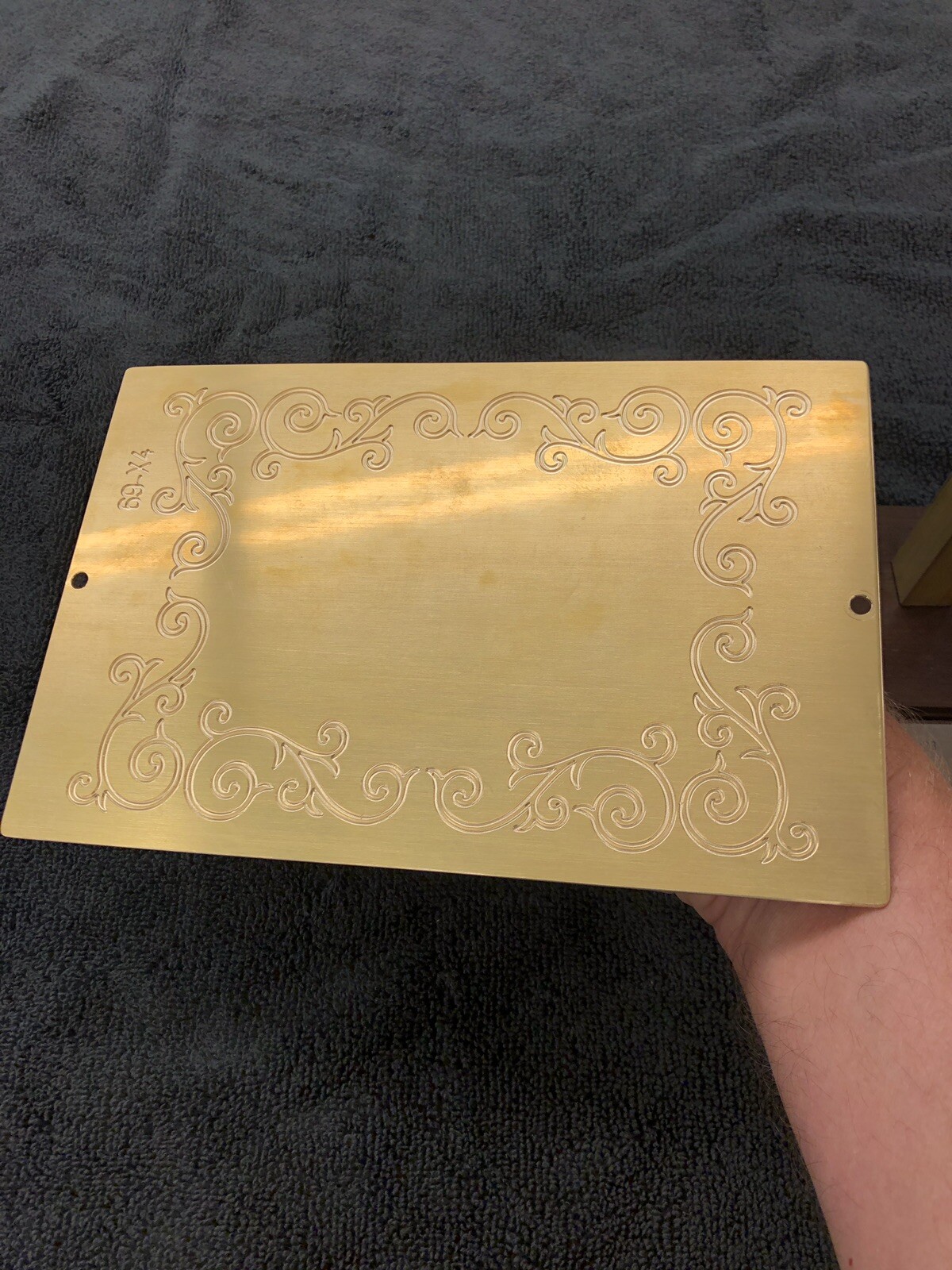 LARGE FLOURISH SCROLL WORK SOLID BRASS ENGRAVING PLATE FOR NEW HERMES FONT TRAY