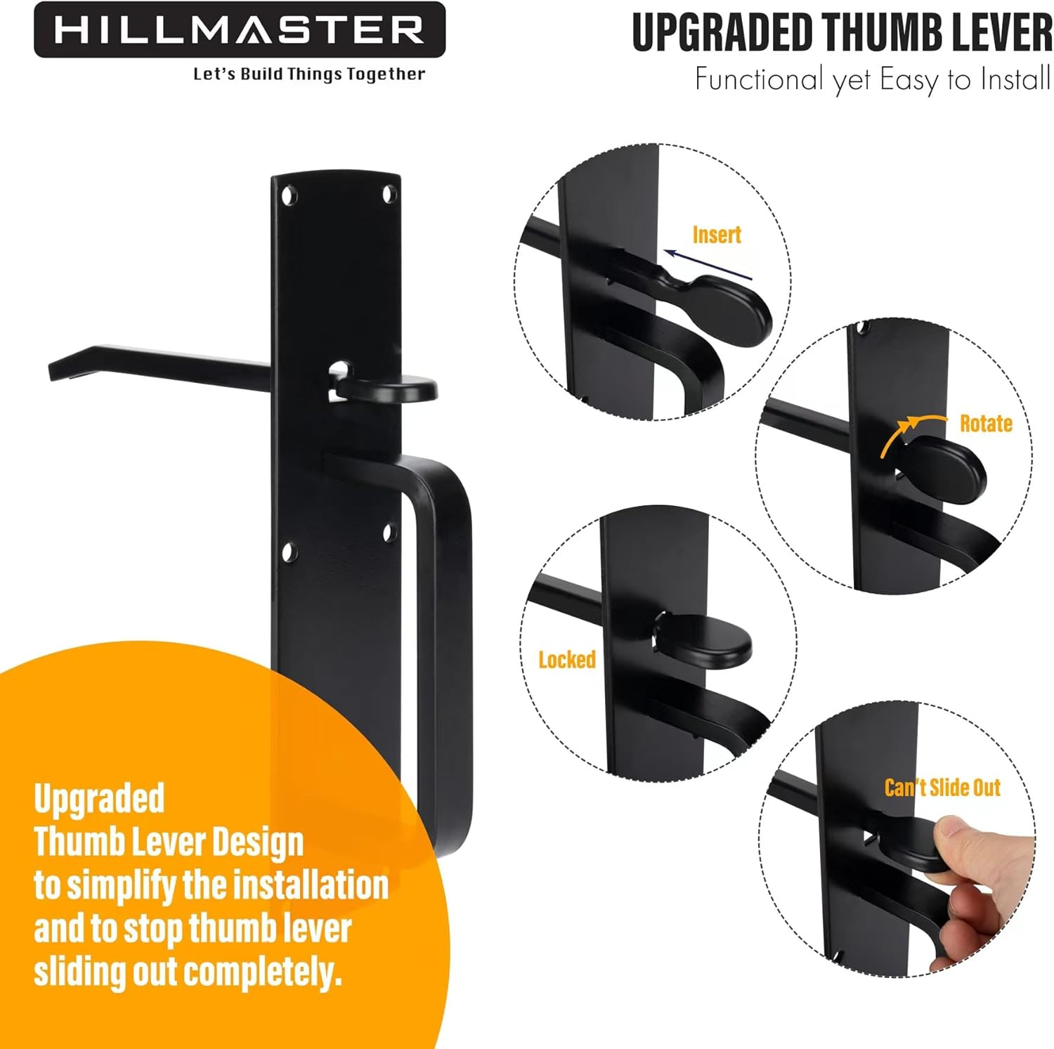 Thumb Gate Latch for Wooden Fence, Self Closing Gate Fence Latch With Handle