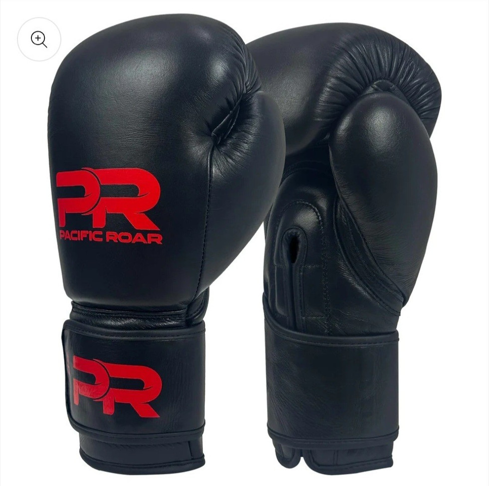 Pacific Roar  Pure Leather Boxing Gloves 14 oz Black/Red