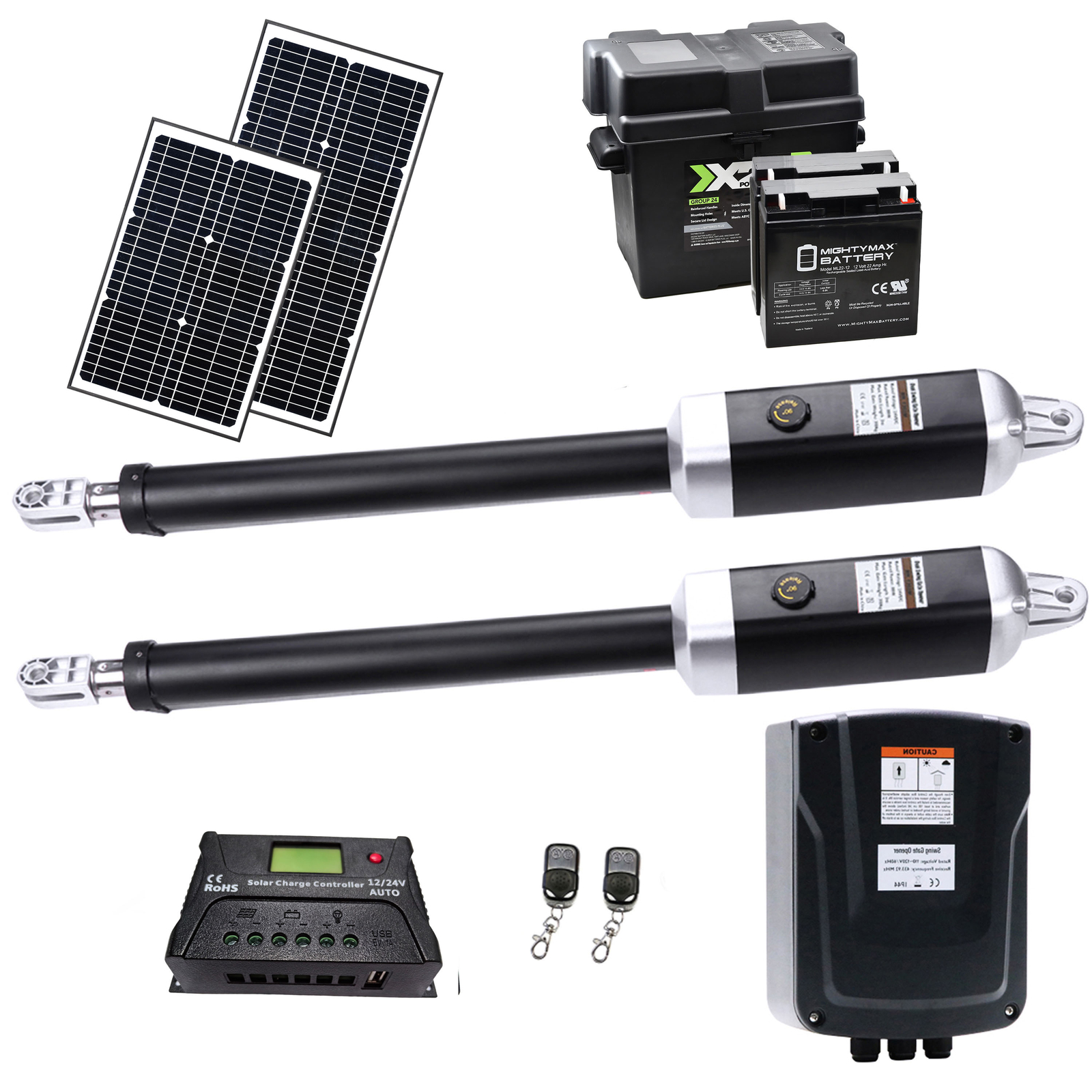 ALEKO Solar Powered Metal Dual Swing Gate Opener for Gates up to 2200 lbs