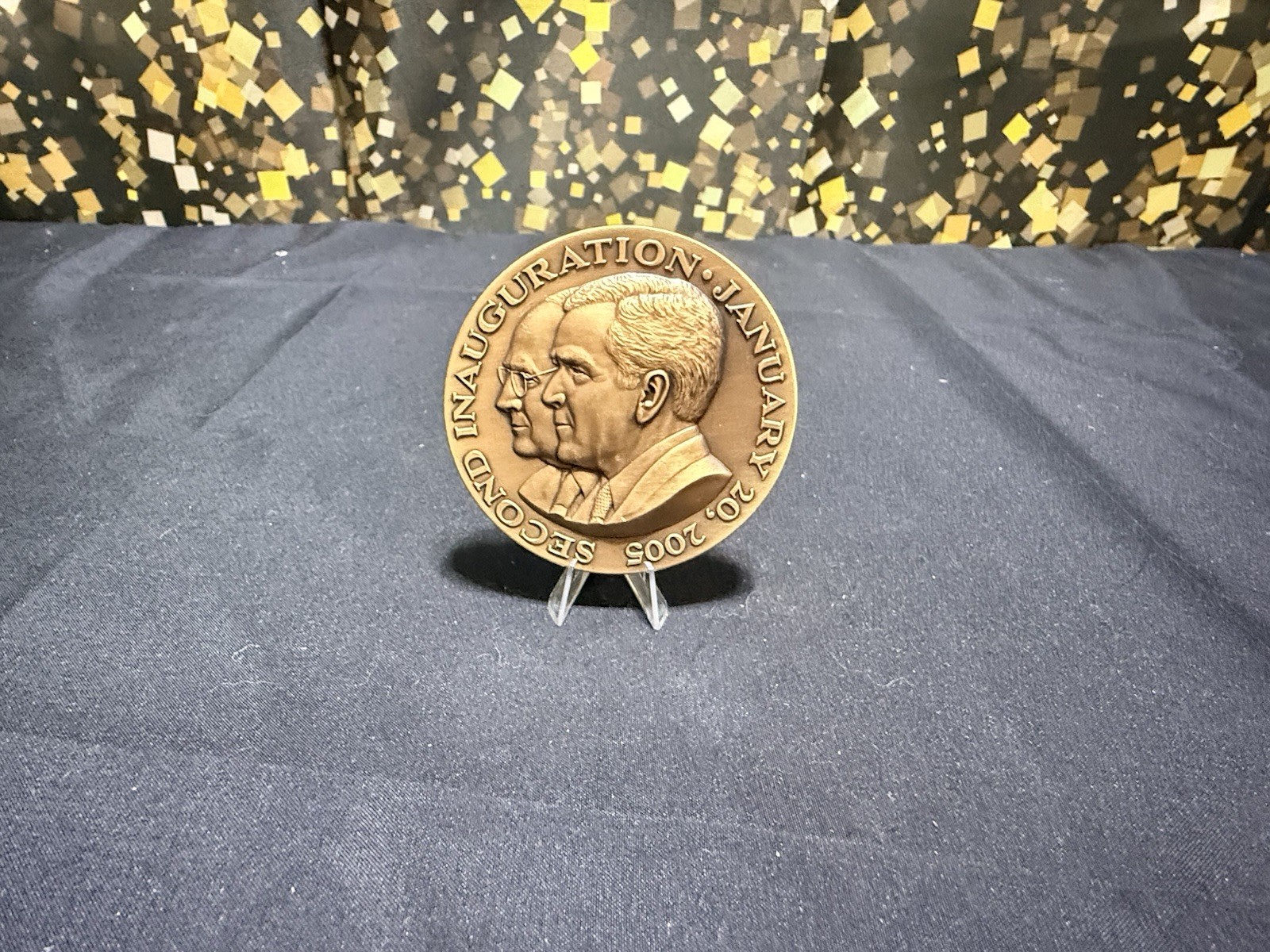 6.7 Oz Bronze President Of The United States Busch/Cheney Round-Coin/Medallion