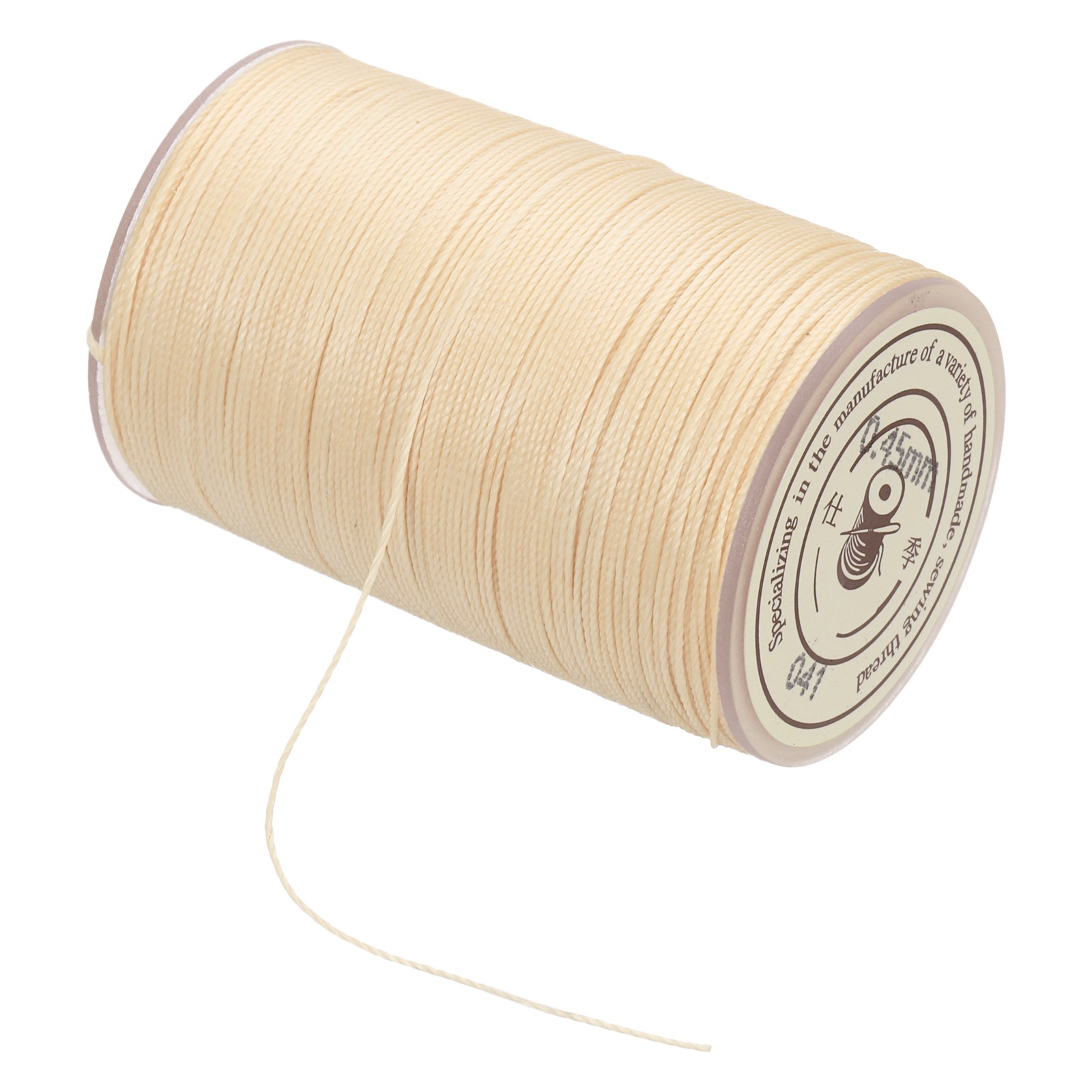 Waxed Cord 0.45mm Waxed Thread 87 Yard Wax String Leather Cord (Light Beige)