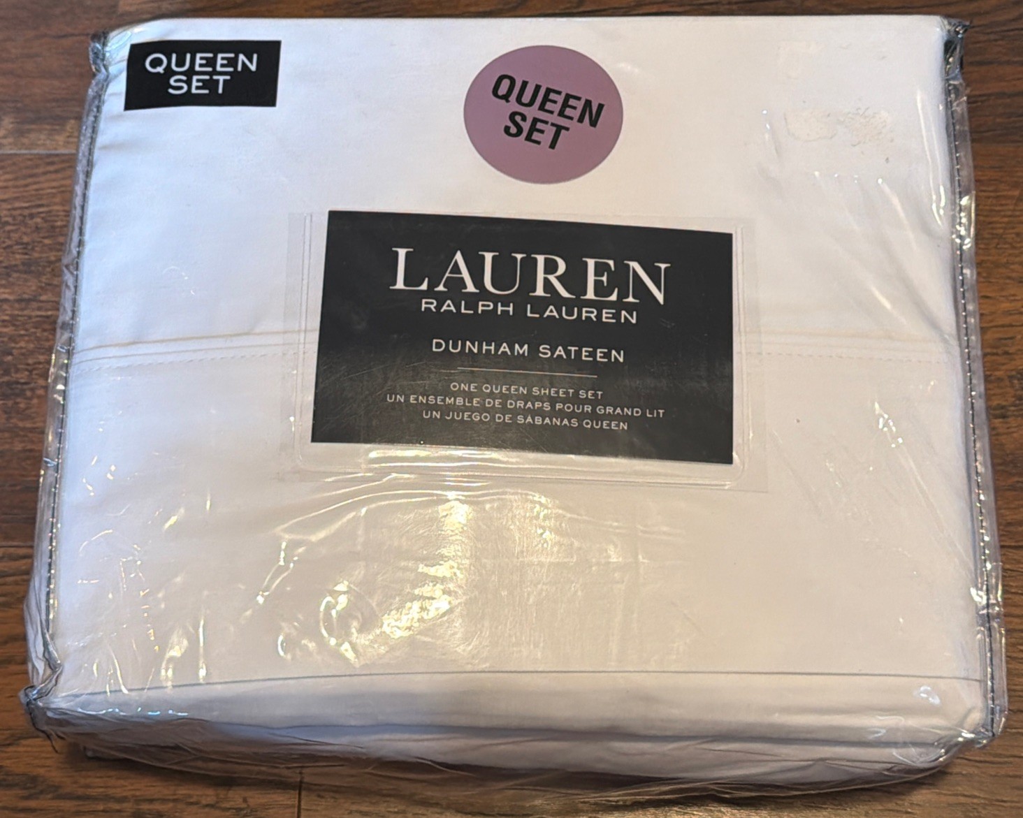 RALPH LAUREN Dunham WHITE QUEEN Cotton SATEEN SHEET Set 4PC
