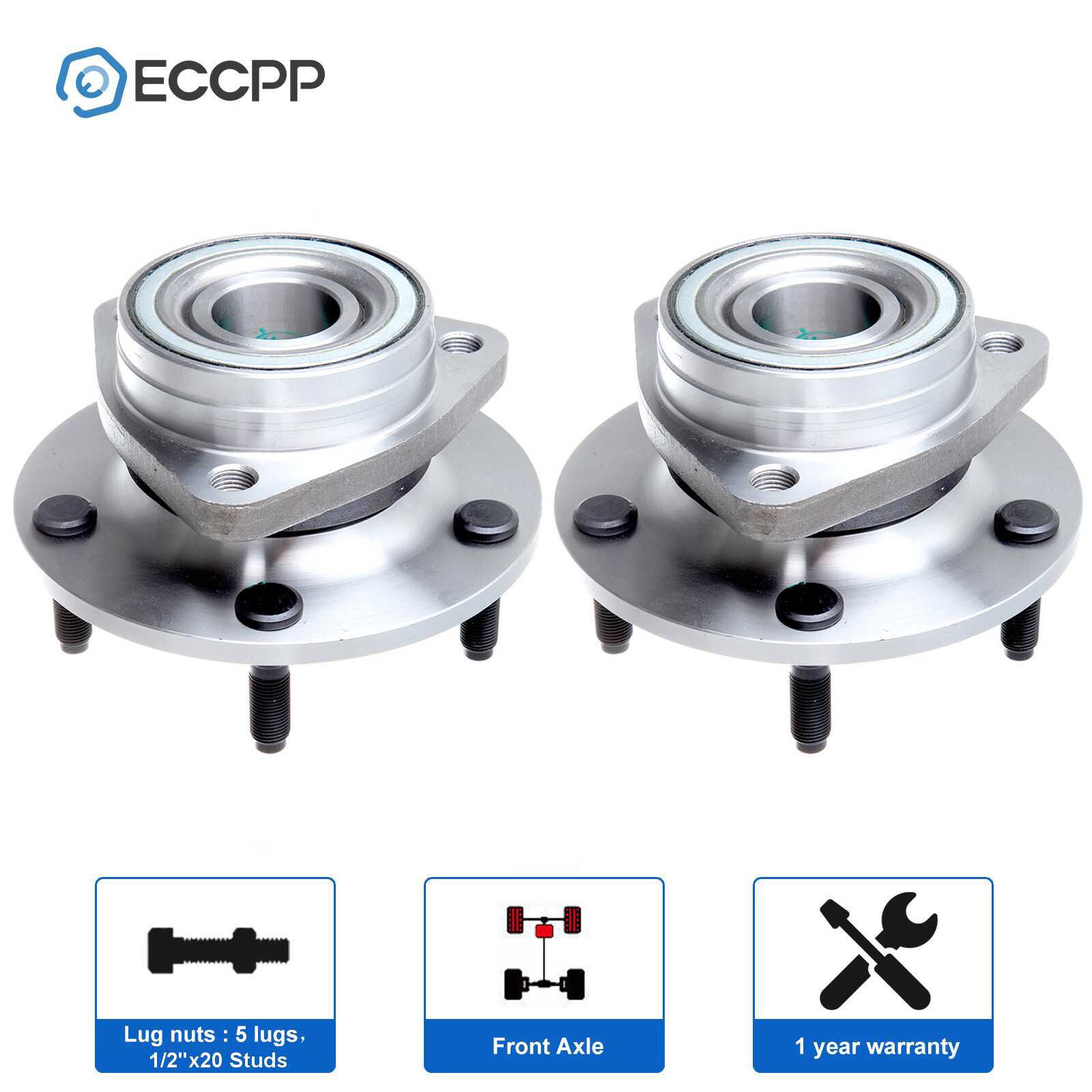 Pair Front Wheel Hub Bearings Assembly For Dodge Ram 1500 4WD 1994-1998 1999