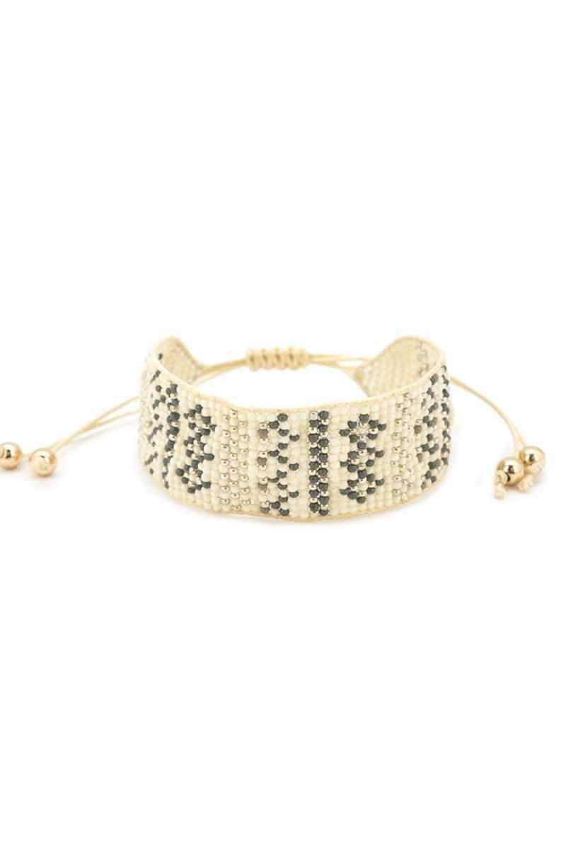 Seed Bead Thread Bracelet in Grey or Pink