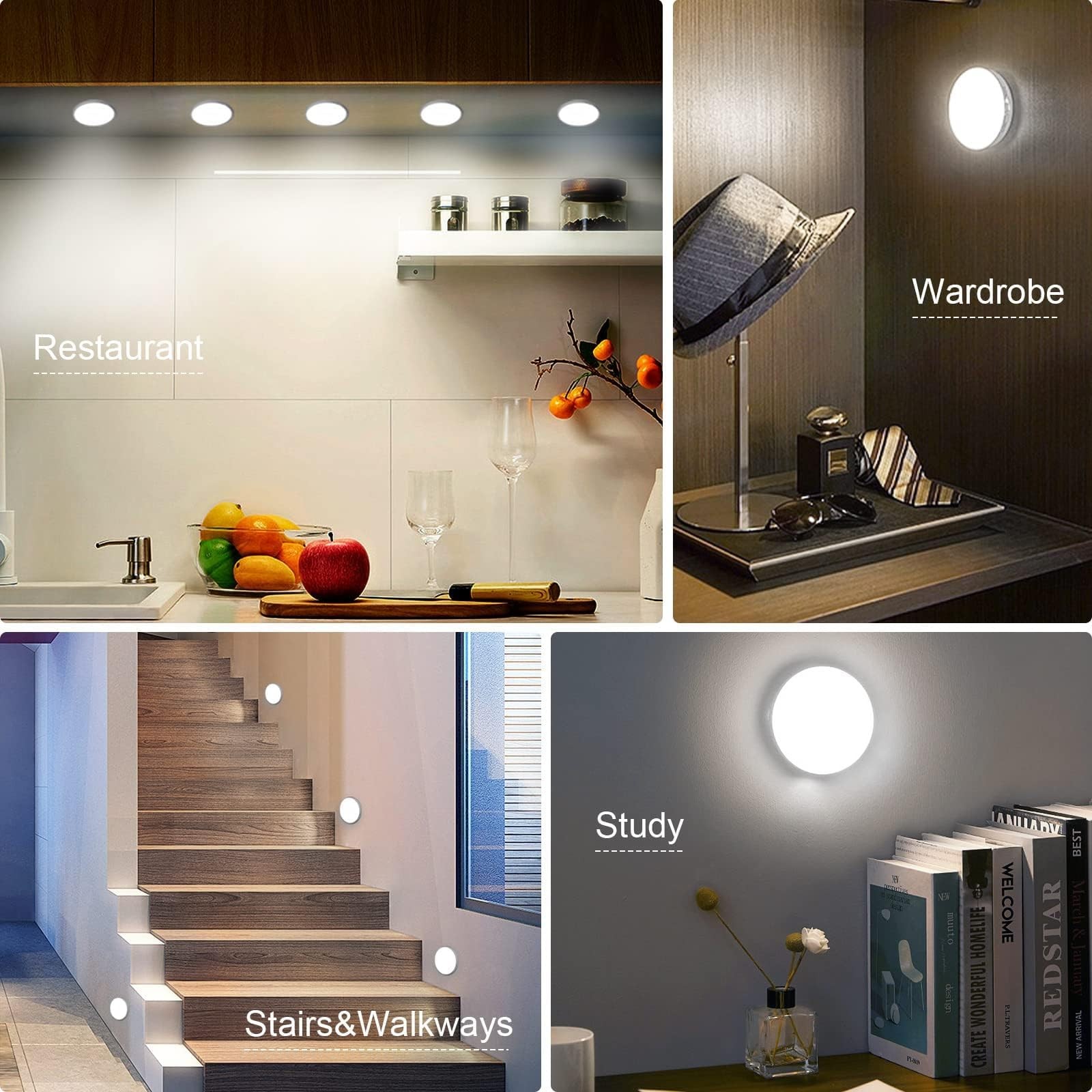 Upgraded Motion Sensor Light, 8 LEDs, 3 Pack Rechargeable, 120 Detection, 3 M...
