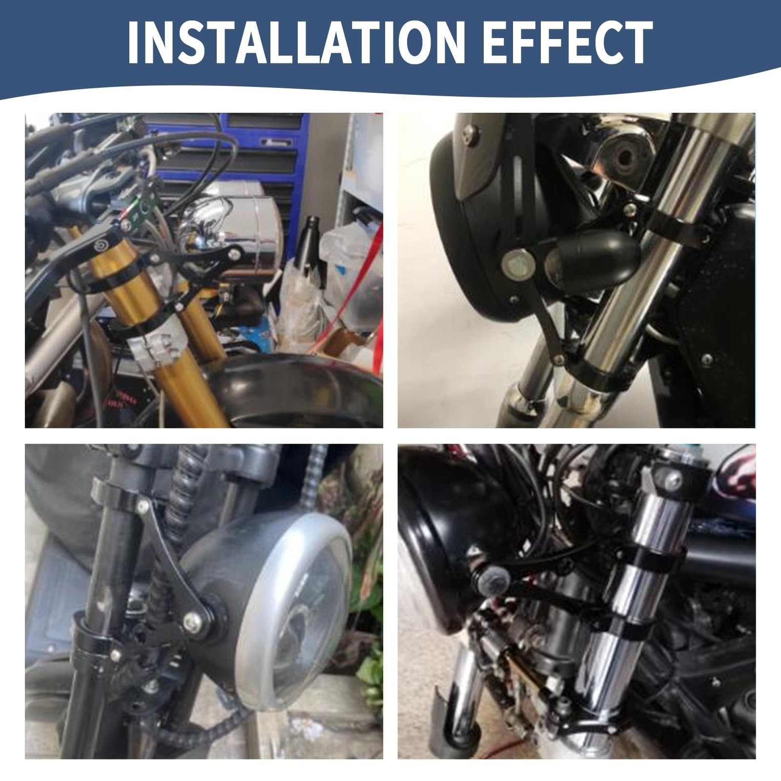 Universal Motorcycle Headlight Bracket 50-54mm Fork Brackets Mount Tube Clamp...