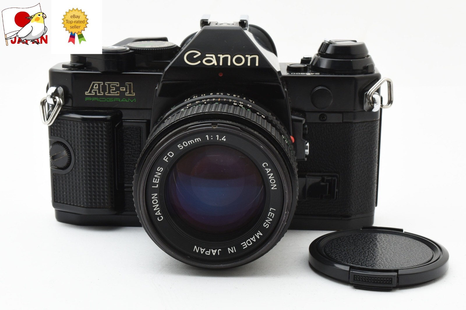 [NEAR MINT] Canon AE-1 Program Black Film Camera NFD 50mm f1.4 Lens From JAPAN