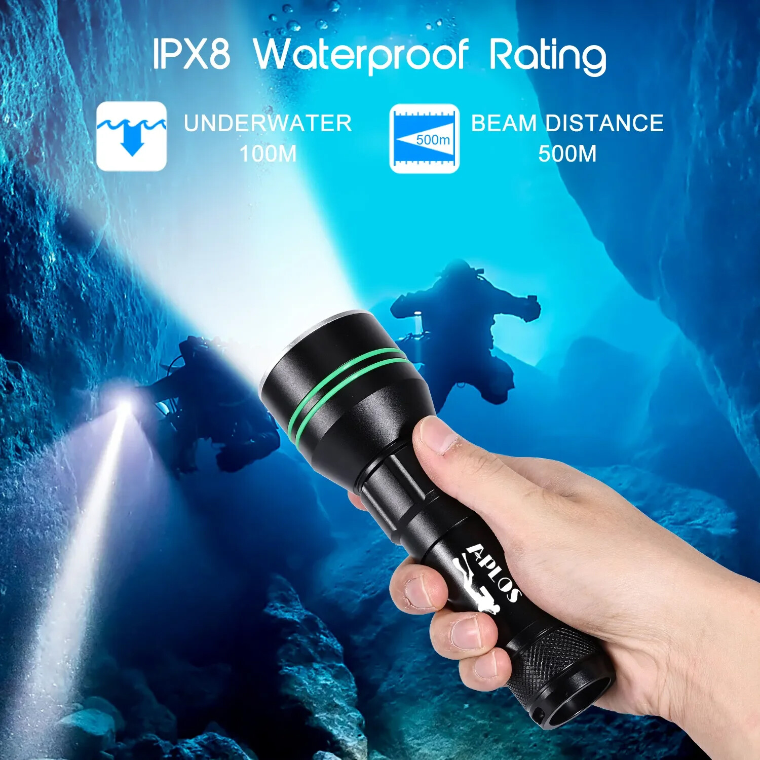 Professional LED Diving Flashlight Diving Torch Waterproof Underwater Lantern