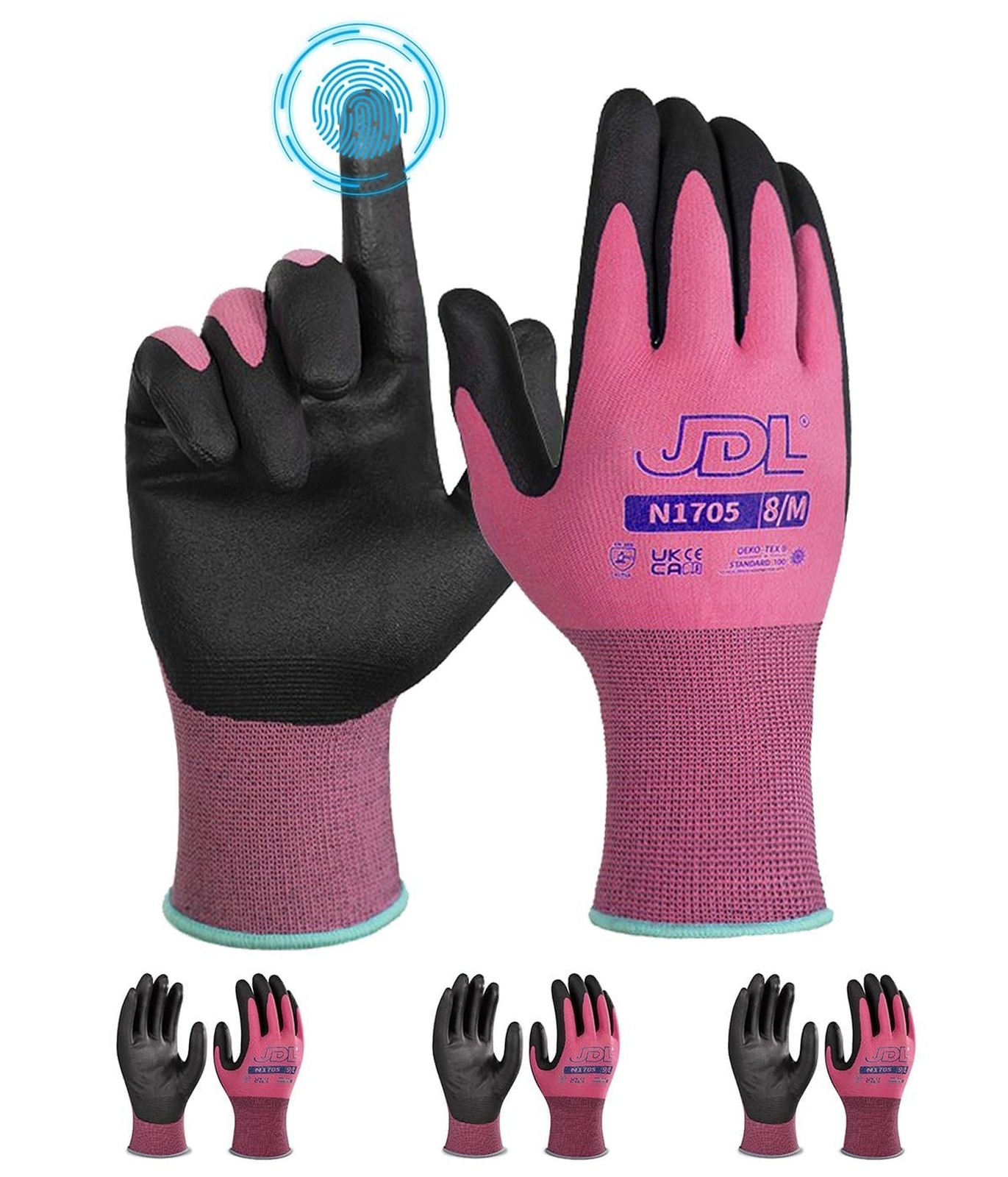 JDL Work Gloves N1705 Medium (Pack of 3) Pink