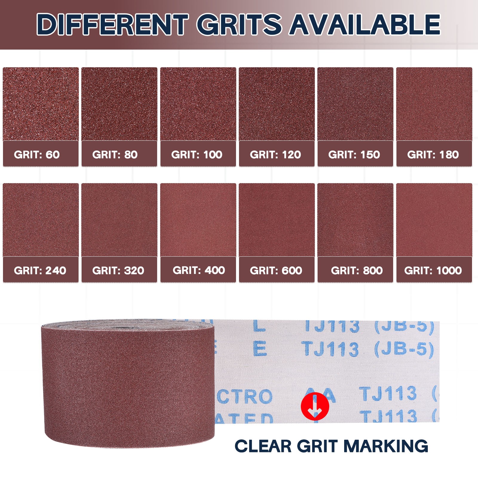 180 Grit Sandpaper Roll, 3 Inch x 49 Feet Emery Cloth, Red