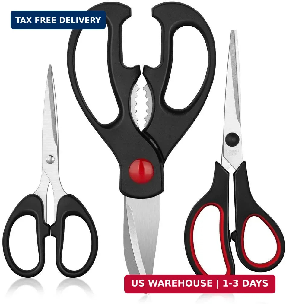 Kitchen Shears Set - QtoiKce Kitchen Scissors 3 Pack All Purpose Poultry Shears,