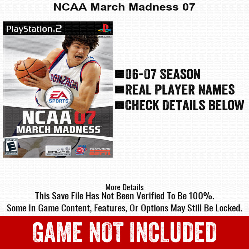 NCAA March Madness 07 PS2 Playstation Roster Season Player Update Memory Card