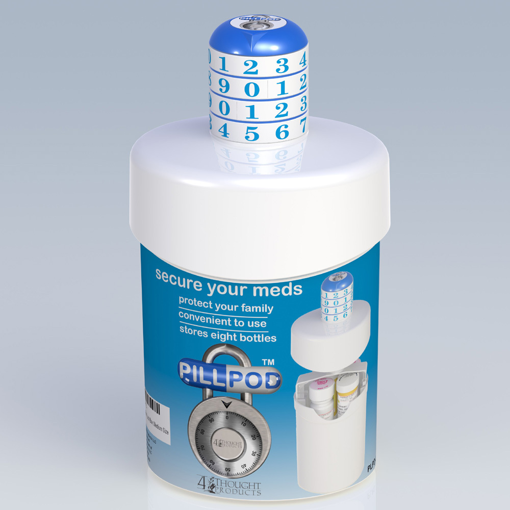 Pill Pod, Combination Lock Box for Prescription Drugs and Medications