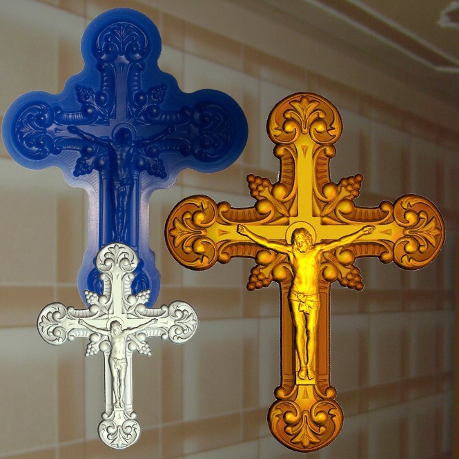 Casting Mold Ornament Silicone Rubber Plaster Relief Crucifixion Epoxy Resin (385)