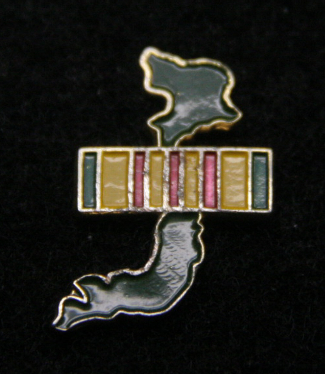 VIETNAM WAR MEDAL RIBBON MAP LAPEL HAT PIN UP 1959-1975 US USA COUNTRY OUTLINE